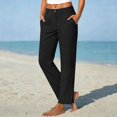thumbnail image 2 of IMENGL Women's Casual Cropped Pants Loose High Waist Elasitc Straight Linen with Pockets Trousers Soft Wide Leg Pant for Womens,M-XXXL, 2 of 7