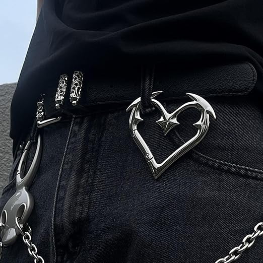 希少 VIVAYOU リアルレザー ハート金具 クロップドジャケット Y2K Gothic Heartbreaker Carabiner Keychain – Y2K Style Metal Heart