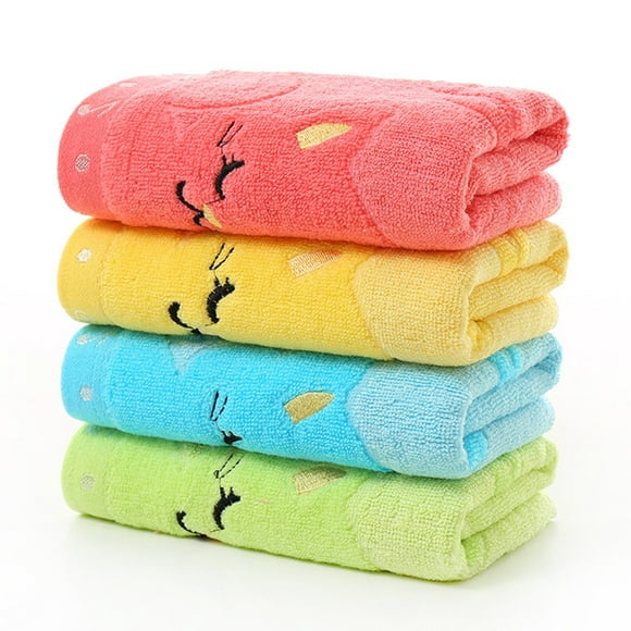 Volkmi Children's jacquard embroidery note cat towel 25X50CM cartoon towel 1 25X50CM_yellow