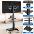 thumbnail image 3 of Rolling TV Stand with Power Outlet, Height Adjustable Portable TV Stand for 32-60 Inch TVs up to 88 lbs, Black, 3 of 7
