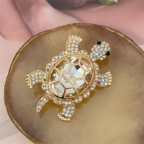 YOHAVEN Full Diamond Turtle Brooch, Rhinestone Pin Jewelry Accessory for Women Wedding Party Evening Outfit Gift Fashion Statement Decor