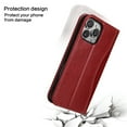 thumbnail image 2 of ShellTech for iPhone 14 Pro Leather Wallet Case,Luxury Genuine Vintage Leather [Slim and Durable] with Card Slot & Kickstand [Magnetic Closure] Flip Folio Case,Red, 2 of 9