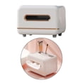 thumbnail image 3 of Elegante caja de pañuelos, organizador de escritorio, contenedor, caja de almacenamiento, soporte para teléfono móvil, quatre en un, servilletero para sala blanco BLESIY Estuche de tejido, 3 of 8