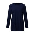 thumbnail image 4 of Baberdicy Women's T-Shirts Womens Long Sleeve Sweatshirts Color Block Crewneck Sweaters Tunic Tops Womens Tops Navy, 4 of 4