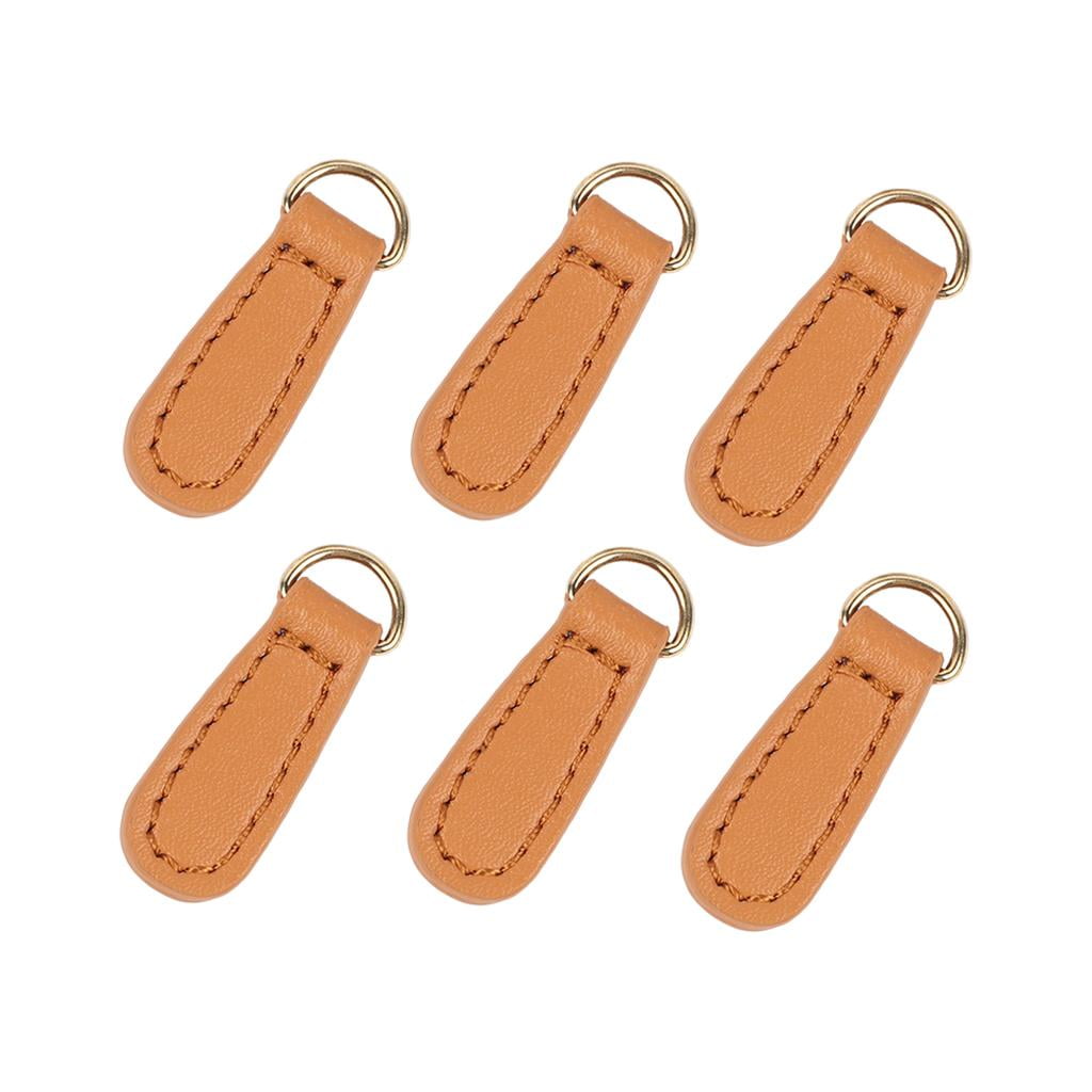 6 Pcs Leather Zipper Pull Zipper Tags Fixer Pull Replacement Zipper Heads for Luggage Handbags Bags Purse Jacket Repair Supplies Brown, Size: 4 cm