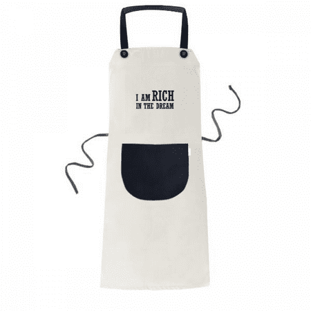 

I Am Rich In The Dream Apron Adjustable Bib Cotton Linen BBQ Kitchen Pocket Pinafore