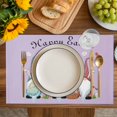 thumbnail image 4 of Happy Easter Placemats Set of 4, Cute Gnomes Eggs Spring Daisy Flowers Purple Placemats for Dining Table, Place Mats for Kitchen Tabletop, Waterproof Wipeable Dining Table Mats Set, 4 of 9