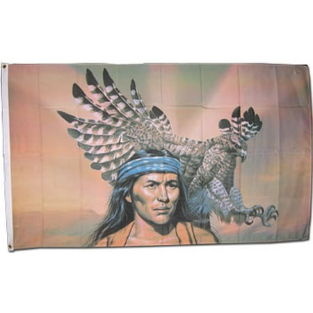 - American Indian with Eagle - 3'X5' Polyester Flag