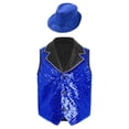 thumbnail image 4 of iiniim Boys Show Outfit Sequin Vest Hat Set For Dance Party Themed Celebration Gear Performance Top Royal Blue 6, 4 of 7