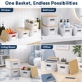 thumbnail image 4 of OVINESY 6 Pcs Plastic Storage Baskets with Lids, Stackable Organizer Bins for Shelves, Closet, Books & Toys, Space-Saving Baskets for Organizing, Bamboo Lid Storage Bins for Office, Playroom, White, 4 of 8