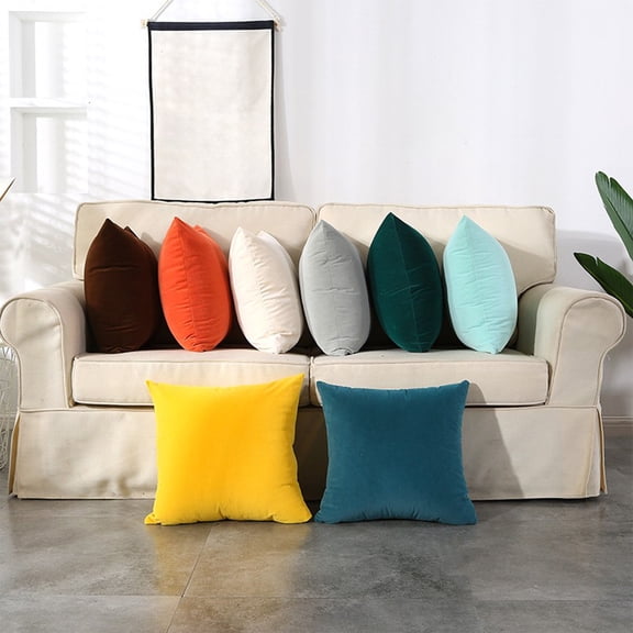 Velvet Pillow, Beige Cotton Throw Pillow for Sofa and Bed, Decorative Cushion for Living Room, Bedroom, or Workspace, Scandinavian Style (1 Pc)