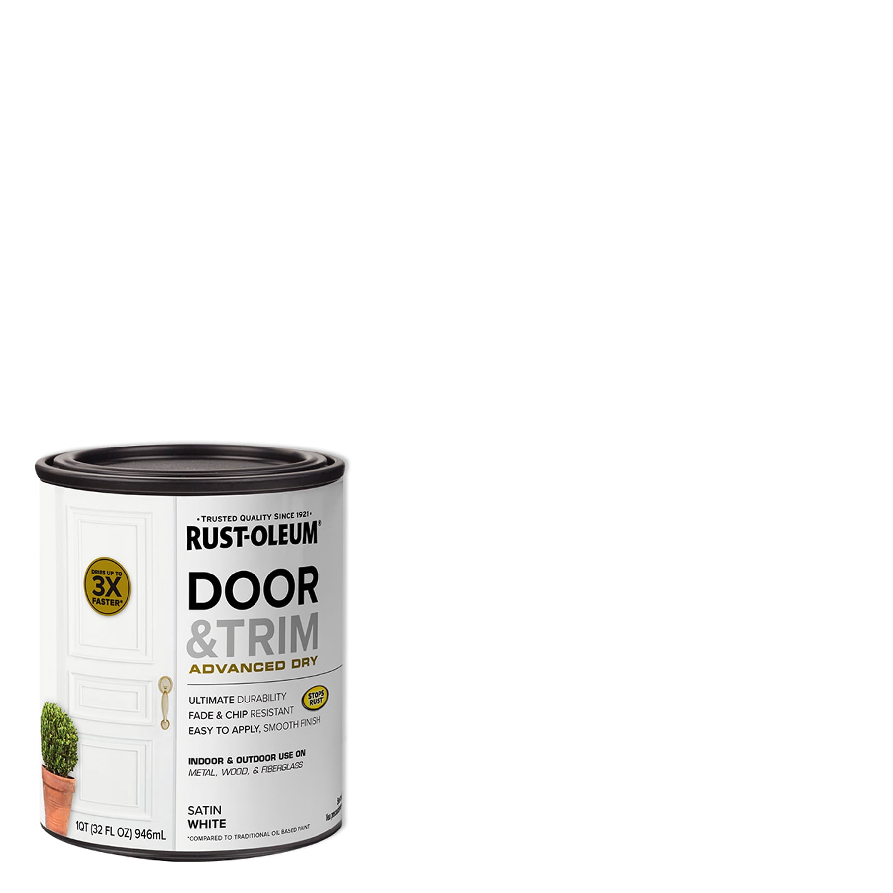 White, RustOleum Door and Trim Paint Satin, Quart
