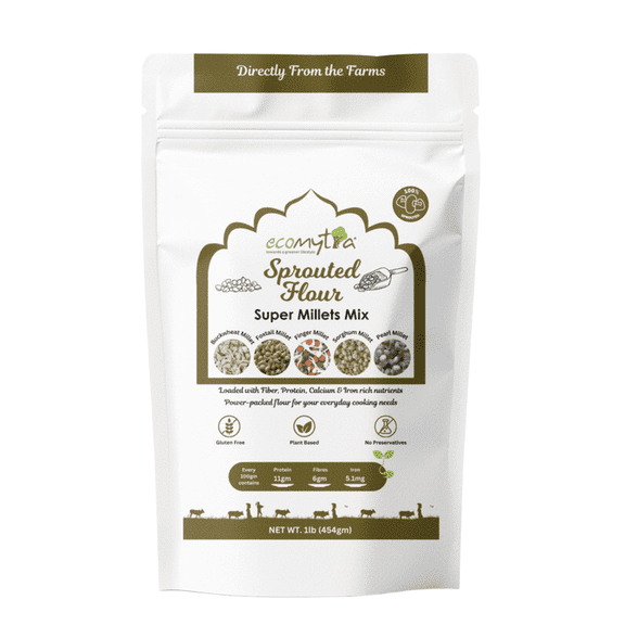 Ecomytra Sprouted Super Millets Mix Flour - Multi-Grain Roti & Dosa - 1lb