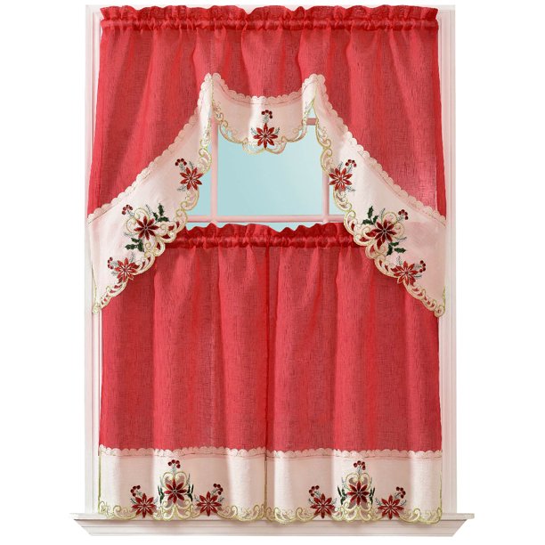 3Piece Decorative Teresa Christmas Holiday Design Embroidered Kitchen