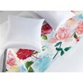 thumbnail image 2 of Rose Bed Runner, Watercolor Romantic Flowers and Delicate Flowers on Grunge Pastel Back, Decorative Accent Bedding Scarf for Hotels Homes & Guest Rooms, King, Aqua Pastel Pink and Green, by Ambesonne, 2 of 3