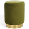 thumbnail image 5 of SAFAVIEH Couture Elsworth Glam Velvet Ottoman with Brass Base, Olive Green/Brass, 5 of 10