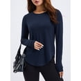 thumbnail image 6 of Women Workout Tops Solid Color Long Sleeve Yoga Athletic Shirt for Sports Gym Running Activewear, 6 of 9