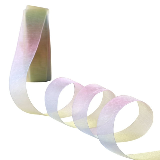 0.98in by 50yd Package Ribbon Transparent Rainbow Craft Ribbon Wrapping Ribbon