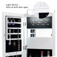 thumbnail image 6 of Patiojoy Lockable Armoire Dressing Organizer Wall Door Mounted Mirrored Jewelry Cabinet  w/ LED Lights White, 6 of 10