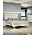 thumbnail image 4 of Contemporary 1pc Queen Size Bed w Underbed LED Platform Bedframe Bedroom Furniture Acrylic Trim White Color, 4 of 8
