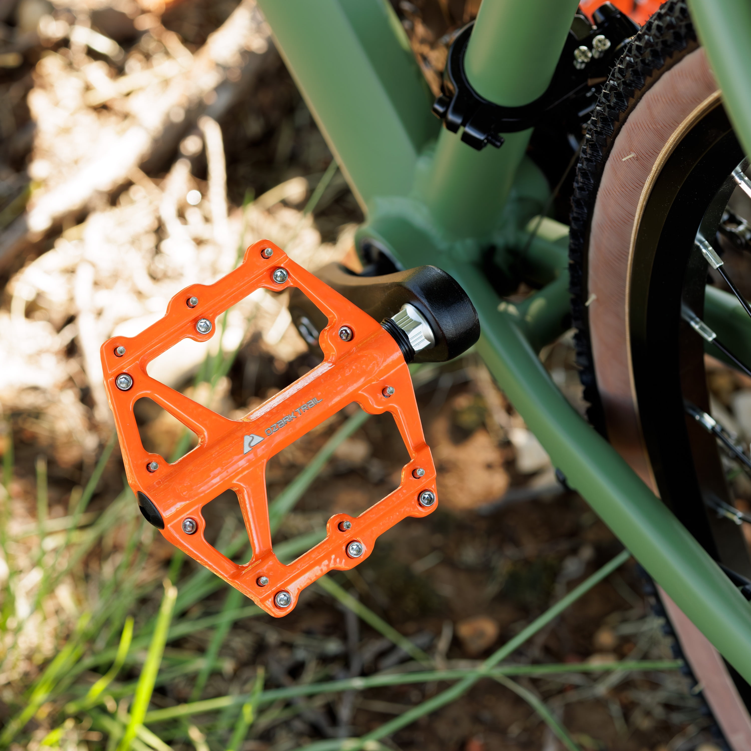 Ozark Trail Aluminum Mountain Bicycle Pedals Compact and Durable Orange Walmart