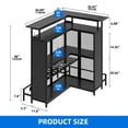 thumbnail image 3 of DEXTRUS 5 Tier Home Bar Unit, 43" Wine Cabinet with LED Lights, Mini Liquor Bar with Wine Rack and Footrest, Black, 3 of 10