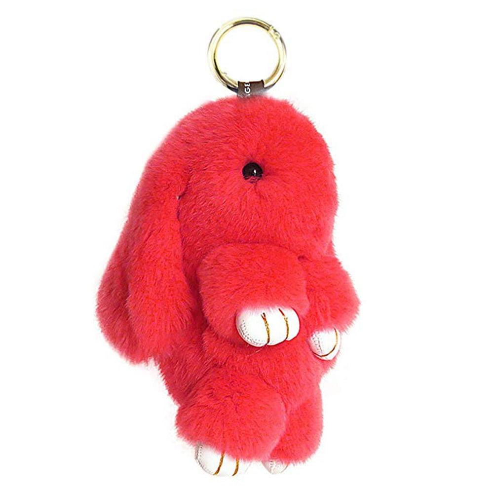 CHMING Bunny Keychain Soft Cute Rex Rabbit Fur Keychain Car Handbag Keyring