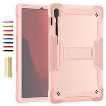 Case for Samsung Galaxy Tab S10 FE Plus 13.1" 2025 SM-X620/SM-X626/SM-X626B, Heavy Duty Shockproof Rugged Case with Stylus Holder & Built-in Stand Cover for Kids Girls Boys, Rosegold
