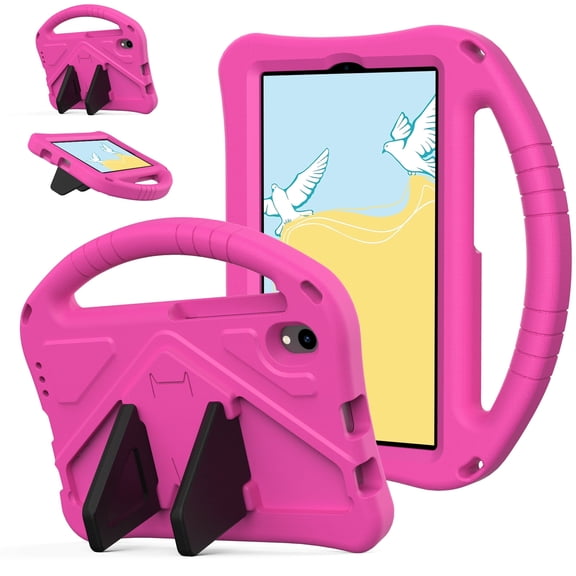 Case for Onn 8.1 Inch Tablet 2026, EVA Protective Cover with Handle, Foldable Dual Kickstand, Lightweight Drop Resistant Case for Children(Rose Red)