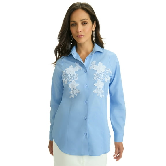 Jessica London Women's Plus Size Applique Poplin Shirt