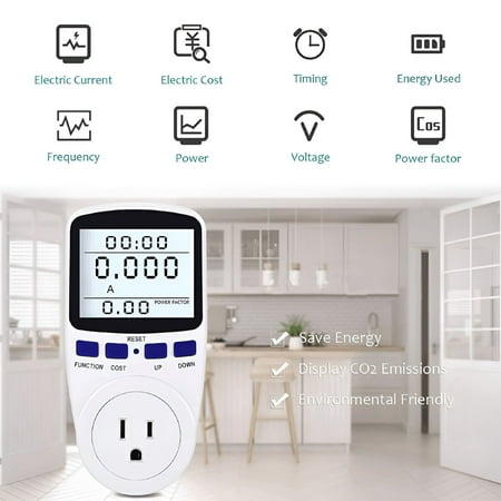 GJX 2026 New Power Watt Voltage Amps Meter with Digital Lcd,Kwh Electricity Usage Monitor Plug with 7 Display Modes for Home,Office,Appliances,Energy Monitoring,Power Consumption Tracking
