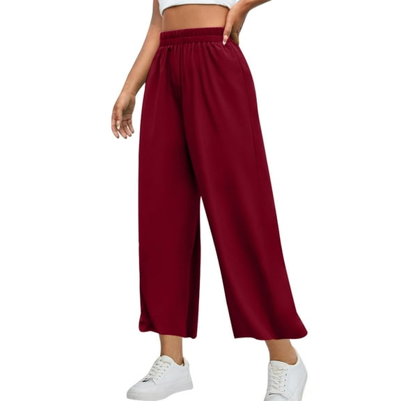 HAiming Women's Wide Leg Pants High Elastic Waist Loose Pants Casual Workout Baggy Lounge Trousers with Pockets