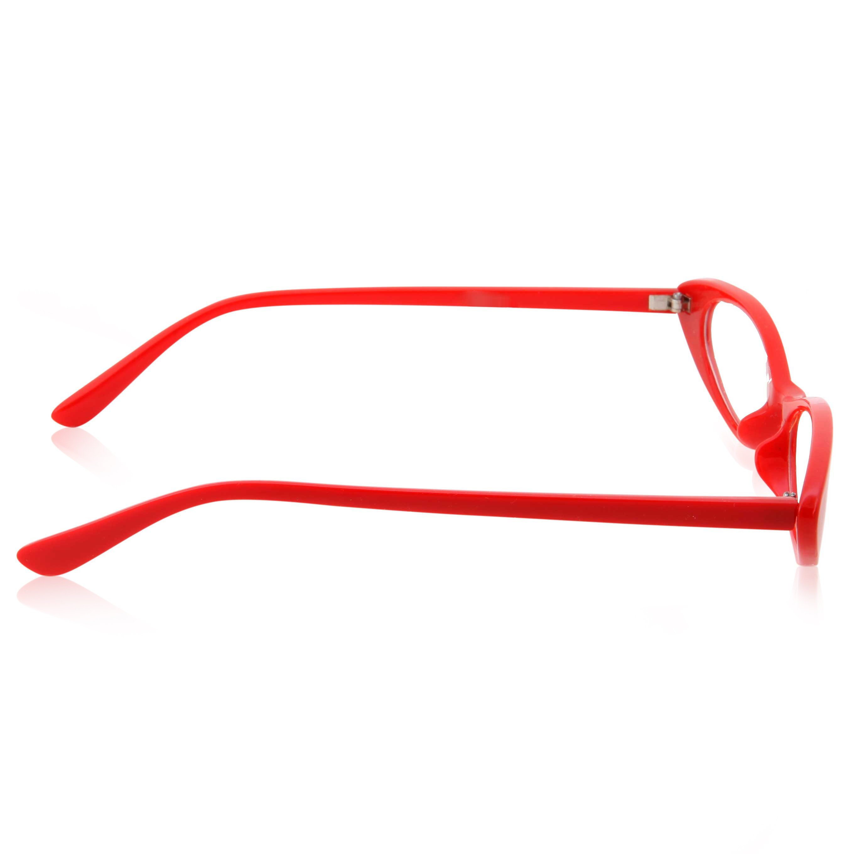 grinderPUNCH Retro 90s Red Slim Flat Clear Lens Cat Eye Sunglasses - image 4 of 5