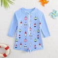 thumbnail image 2 of TOWED22 Boys one Piece Swimsuit Zipper Rash Guard Kids Long Sleeve Bathing Suits UPF 50+ Sun Protection Swimwear 2-9Y Blue,12-18 M, 2 of 8