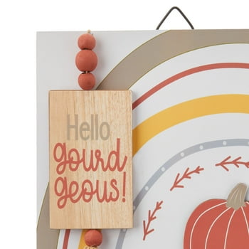 Way To Celebrate Harvest Hello Gourd-Geous Wood op Decor