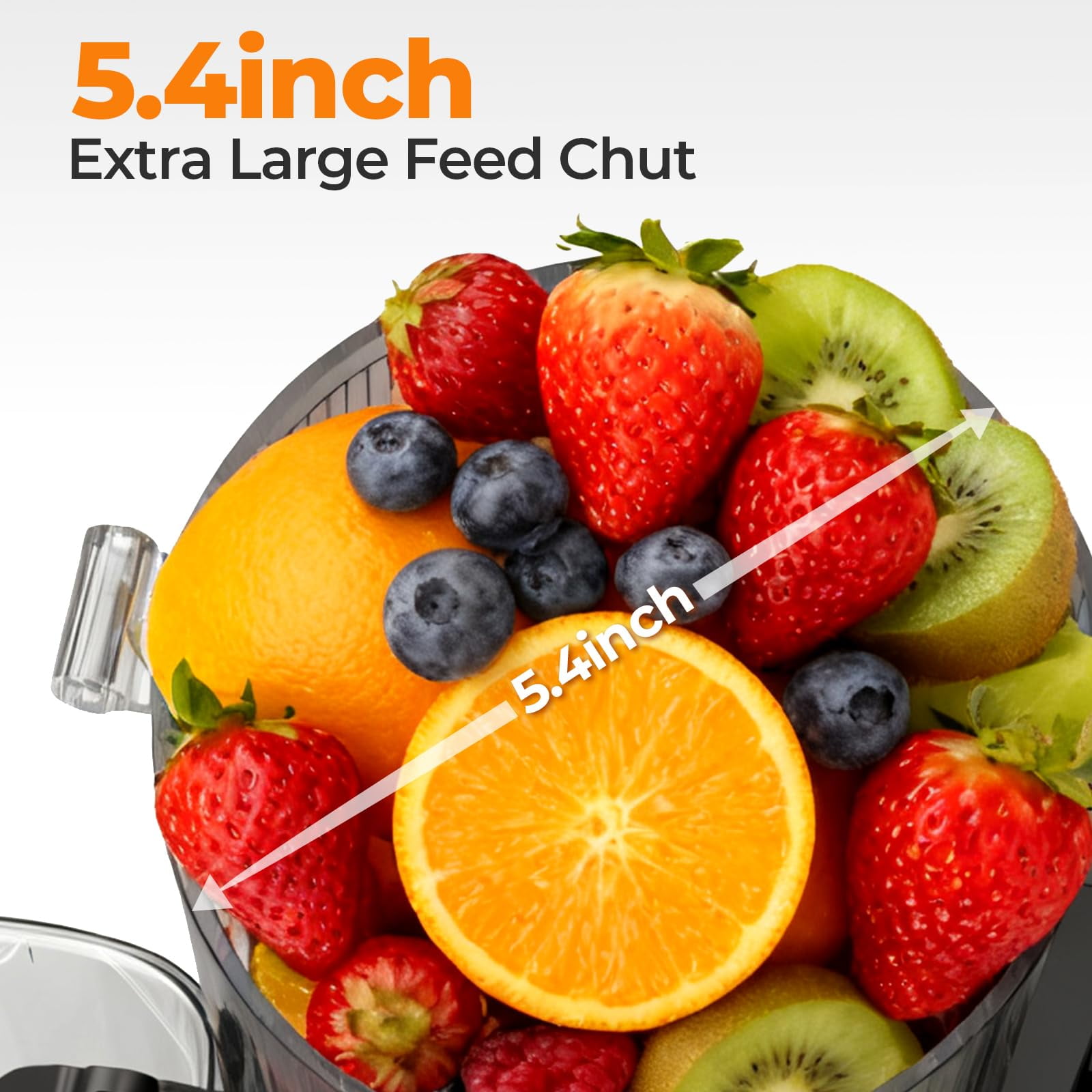 Auseo Cold Press Juicer, 5.4'' Wide Feed Chute Juicer Machines, Slow Masticating Juicer for Whole Vegetables & Fruits, High Juice Yield, Easy to Clean, 3 Function Modes with Rev