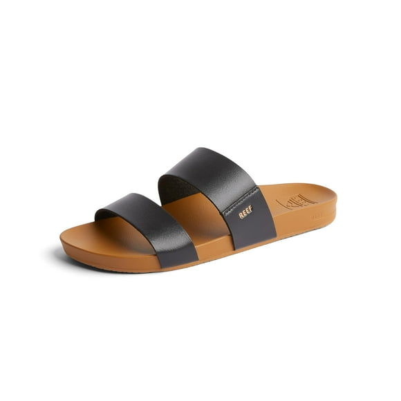 Sandalia Slide REEF Cushion Vista para mujer, color negro/natural, talla 11