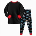 thumbnail image 4 of Kaprioy Boys Pajamas Fall Winter Boys Pajamas Set Long Sleeve Cartoon Car Dino Print Sleepwear 2 Piece Pajama Set for Big Boys 2-9 Years, 4 of 5