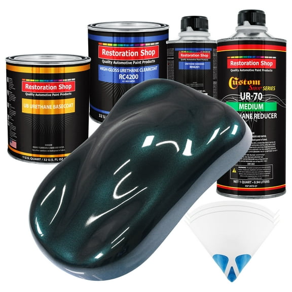 Dark Turquoise Metallic Quart URETHANE BASECOAT CLEARCOAT Car Auto Paint Kit