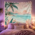 thumbnail image 2 of Palm Tree Beach with Turquoise Water and Mountains, Peaceful Coastal Style for Ocean Lovers, Tropical Wall Art, Housewarming Gift, Tapestry Wall Hanging for Bedroom and Dorm, 2 of 5