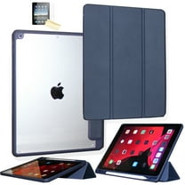 JYtrend Shockproof Case for iPad 9th 8th 7th Generation (10.2 Inch), Smart Cover Transparent Clear Back Shell for A2602 A2603 A2604 A2270 A2428 A2429 A2200 A2198 (Navy)