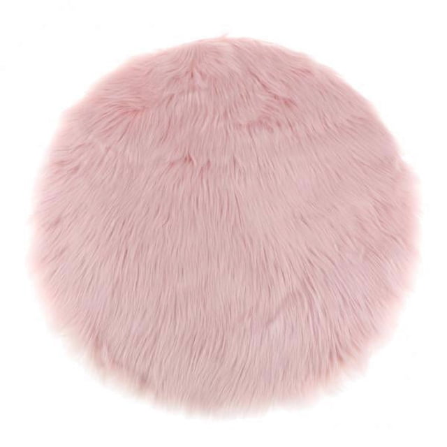 2x Cojín de Asiento RedondoFauxFurSheepskin Felpa para Sofá de Dormitorio, Sala de , Rosa 33cm 2 piezas
