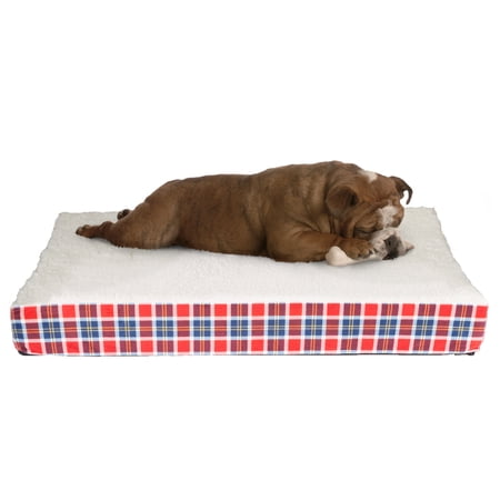 PETMAKER Memory Foam Pet Bed for Medium Dogs with Washable Cover  Red Plaid