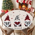 thumbnail image 5 of Round Tablecloth Valentines Day Gnomes Elastic Edge Fitted Buffalo Check Plaid Love Hearts Plastic Table Cover,Waterproof Oil Proof for Dinner,Outdoor, Picnic, 45"- 54" DIA Tables Rustic Farmhouse, 5 of 9