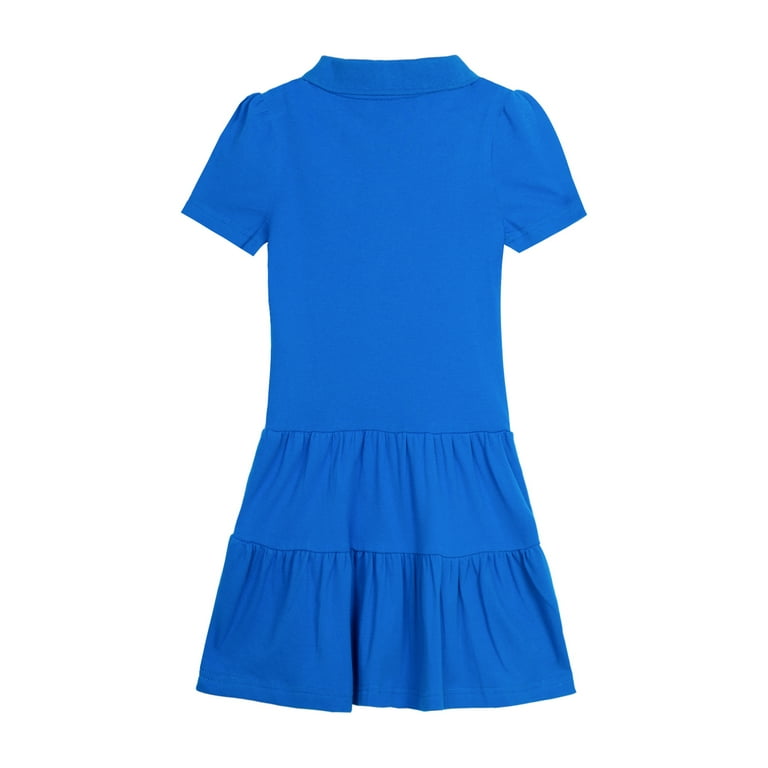 Scalloped Polo Dress / Sサイズ　Baby Blue Girls Short Sleeve Knit Polo Dress - Uniform - BLUE | Gymboree