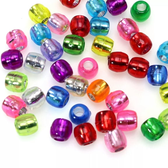 U8MO 1000 Mixed Color Silver Foil Pony Barrel Beads 8X6mm Kandi Bracelet Wholesales
