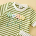 thumbnail image 4 of Sopiago Toddler Girl Summer Outfits Baby Girl Embroidered Flowers Short Sleeve T Shirts Shorts Set Cute Baby Clothes for Girls Green,9-12 Months, 4 of 6