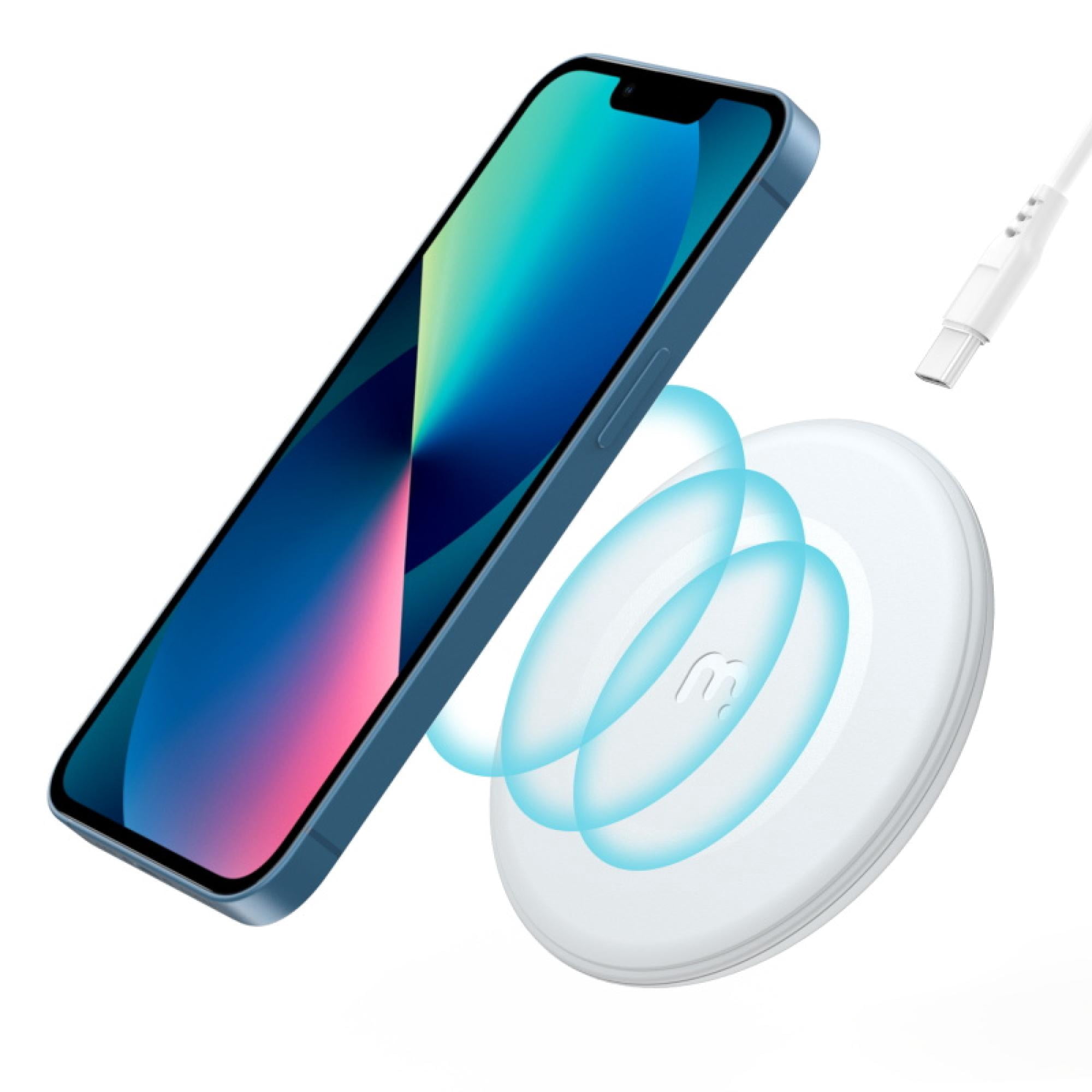 MyBat Pro 15W Wireless Charging Pad, Fast Charger for iPhone 16/15, Samsung Galaxy, Google Pixel & More (White)