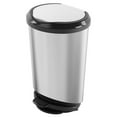 Curver Tondo 11 Gallon Plastic Step Trash Can, Stainless Steel Look Wastebasket