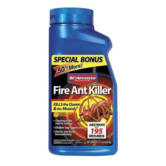 BioAdvanced Fire Ant Killer Dust Insecticide, Kills The Queen & Destroys The Mound, 1.5-Pounds